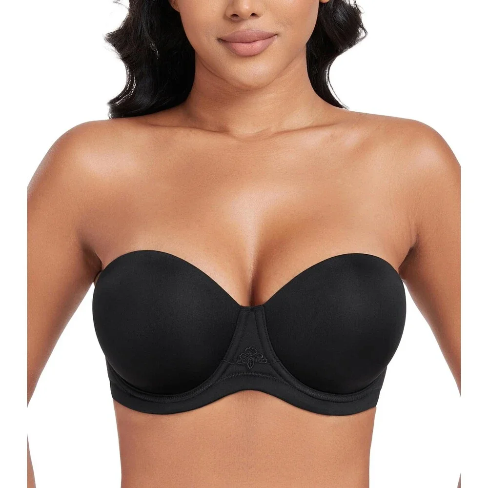 DotVol Women's Black Multiway Strapless Bra Full Figure Underwire Contour 36C